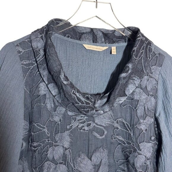 Soft Surroundings Ava Tunic top slate blue size lagenlook artsy pretty - Picture 3 of 9